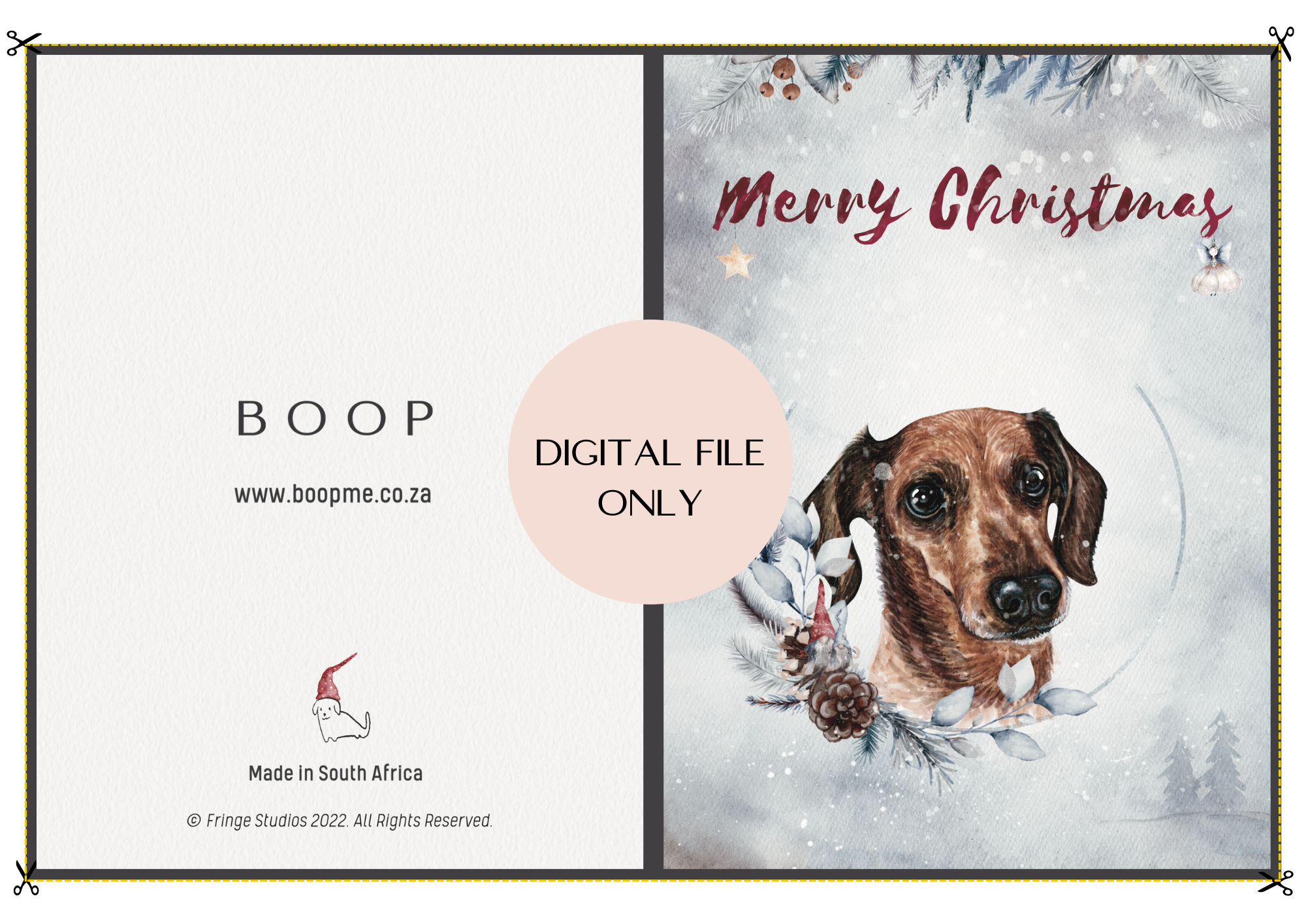 Dachschund dogs - christmas card - printable - digital download only – boop
