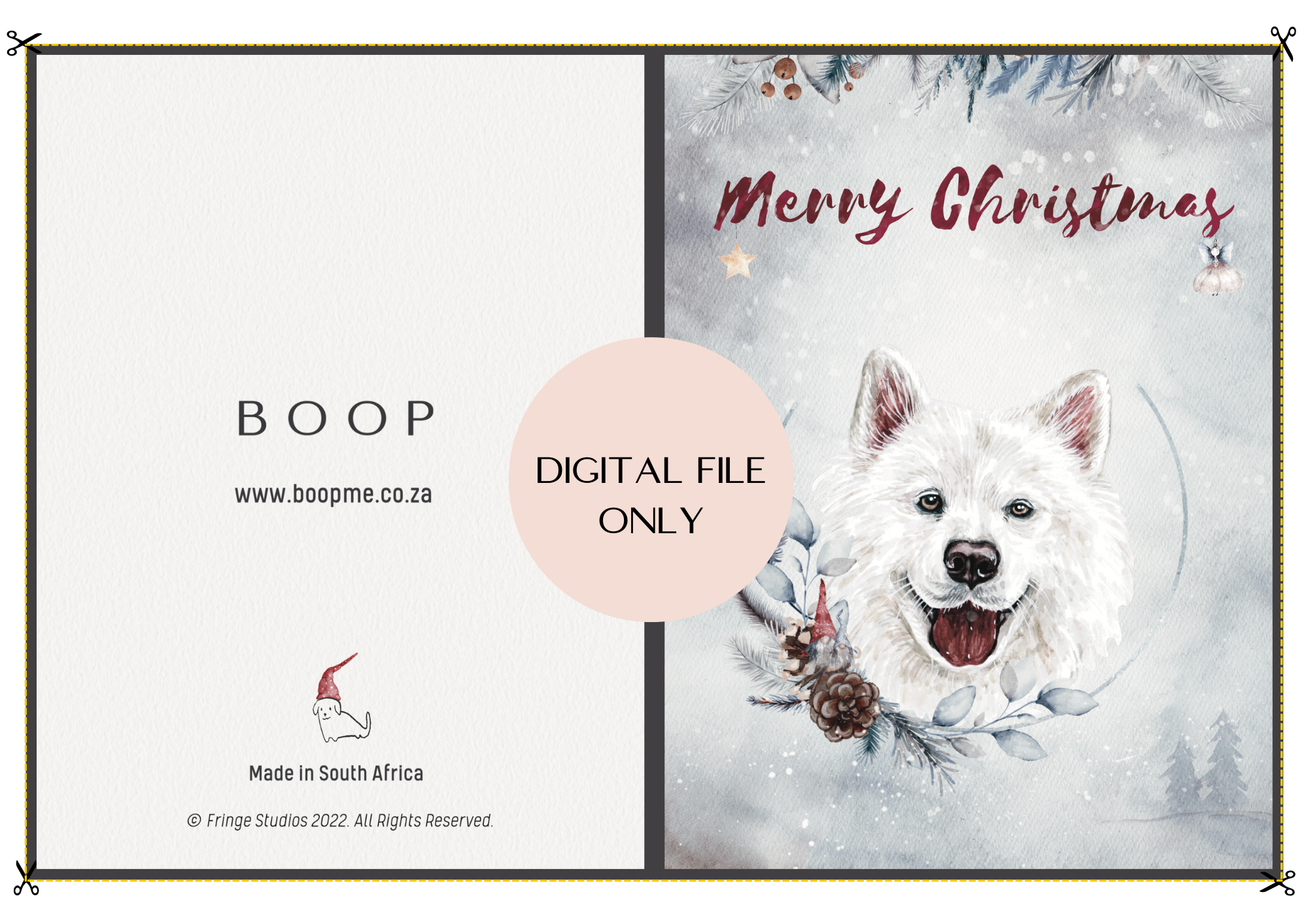 Samoyed dogs - christmas card - printable - digital download only – boop